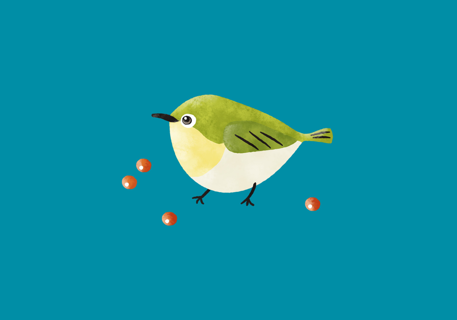 メジロと赤い実アップ