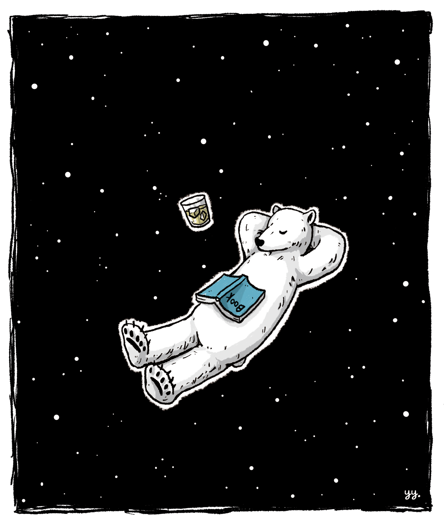 イラスト・宇宙で憩う