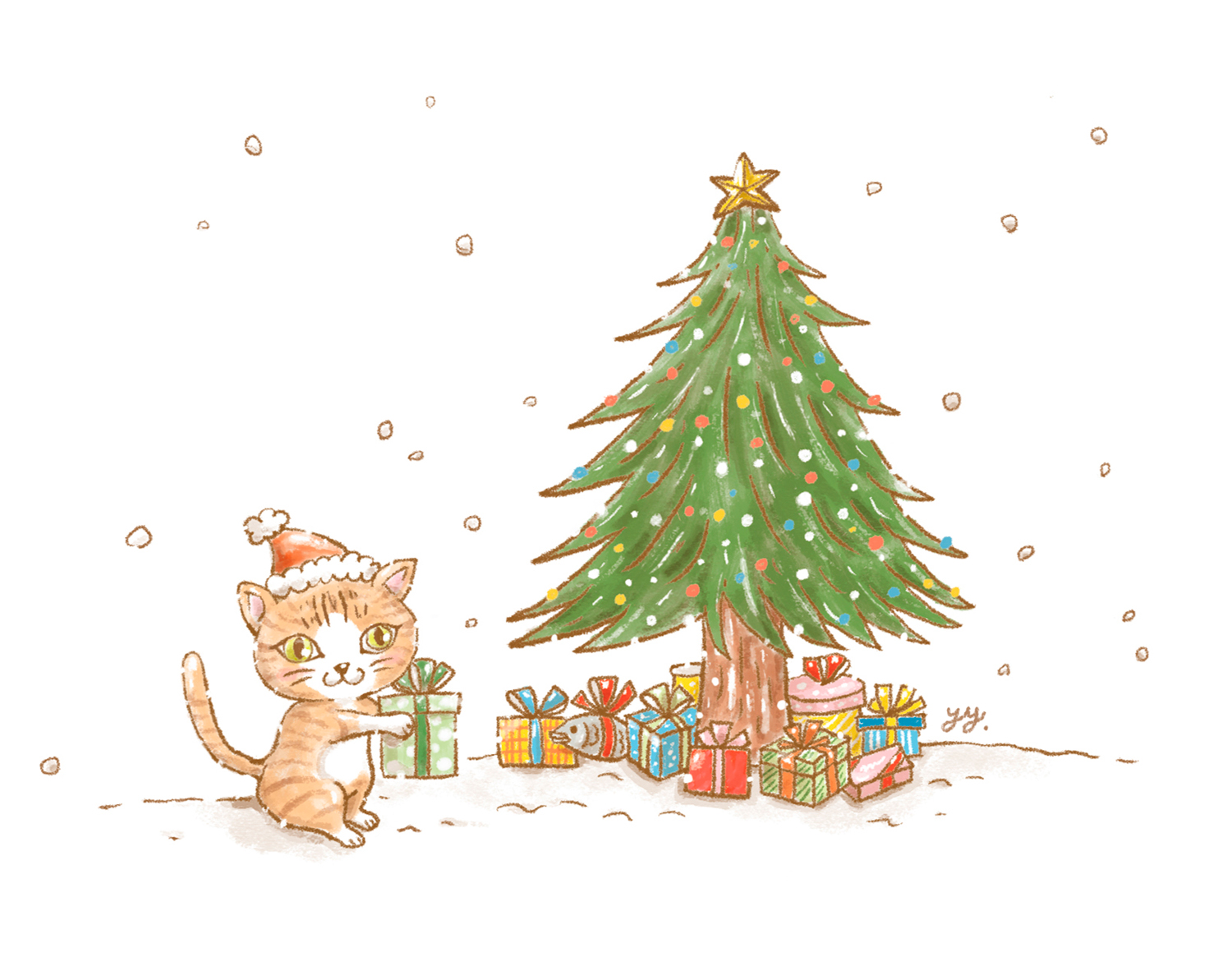 イラスト・ネコちゃんサンタ