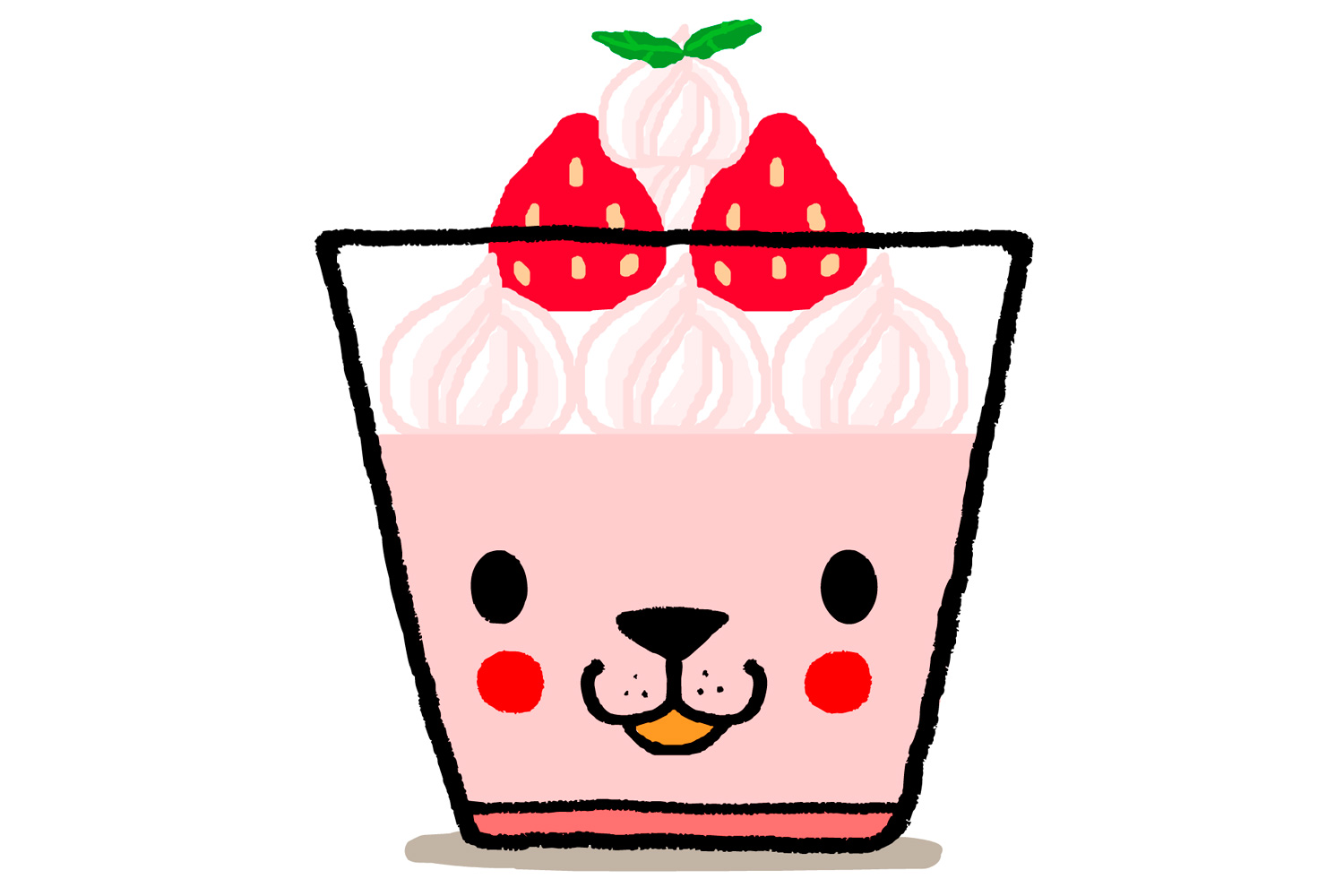 わんこっぷいちごプリンパフェイラスト
